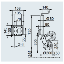 AL-KO nokkapyörä, 500 kg - laskettava haarukka