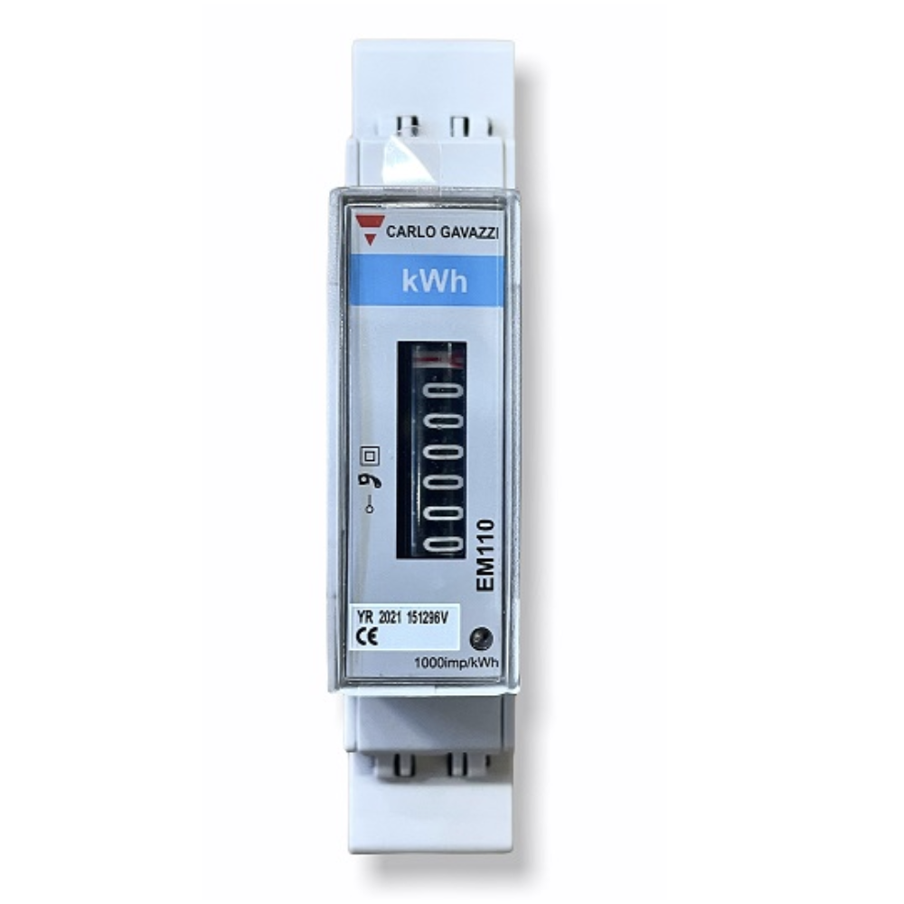 Carlo Gavazzi EM110 kWh-mittari, 1-vaihe, analoginen