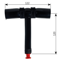 Alde T-kappale, kumi (Ø22 mm, tyhjennys)