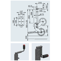 AL-KO nokkapyörä, 800 kg - taittuva