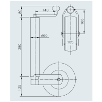 Nokkapyörä Winterhoff ST 60-V-255 SB