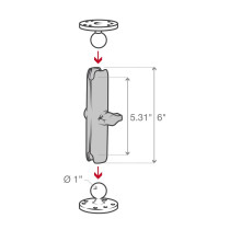 Kiinnitysvarsi 152 mm RAM Mounts 1" B-sarja