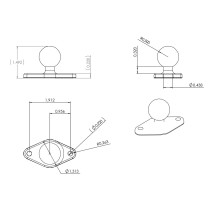 Kiinnityslevy RAM Mounts soikeapohja 1" B-sarja