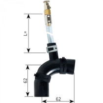 Alde L-kappale ilmausruuvilla, kumi (Ø22 mm esiasennetuilla jousikiristimillä) 62 x 62 mm