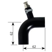 Alde L-kappale ilmausruuvilla, kumi (Ø22 mm esiasennetuilla jousikiristimillä) 62 x 62 mm