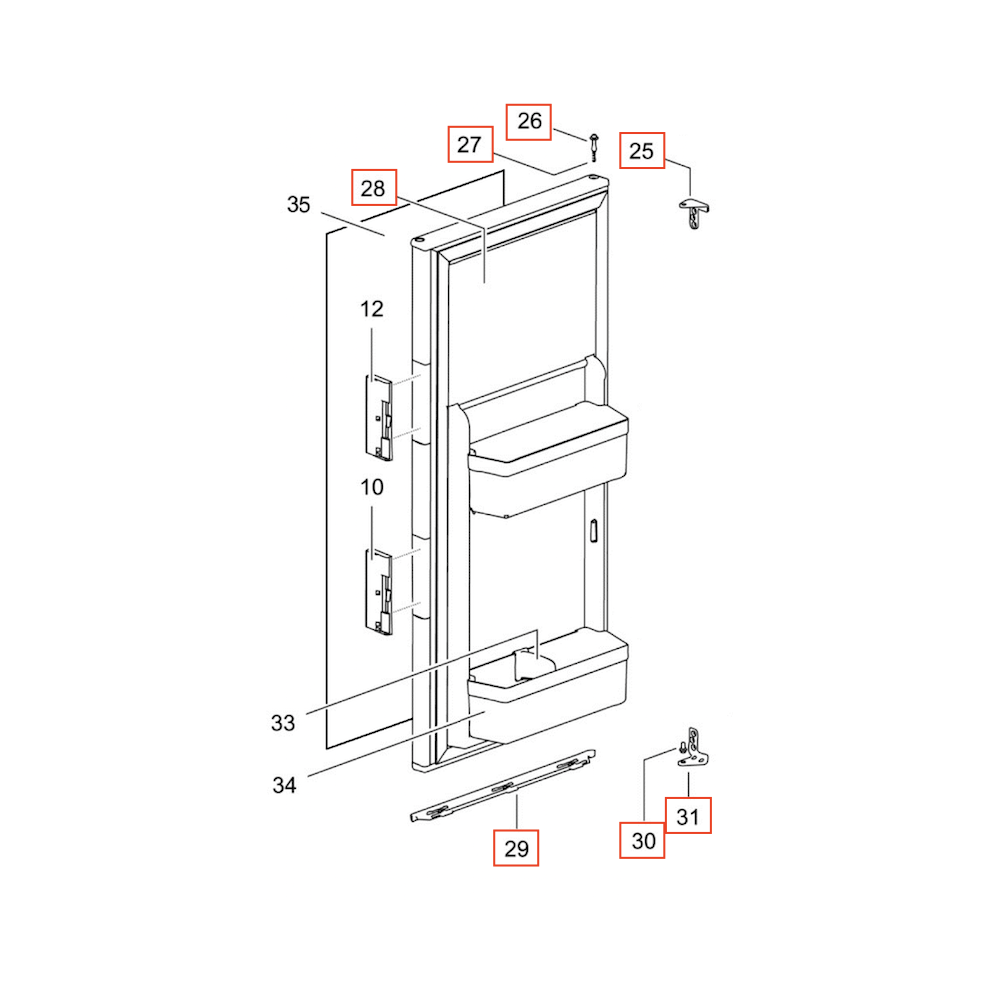Thetford jääkaapin ovi T1090 MK2