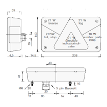 Takavalo Aspöck Multipoint 5 12V - 5 napainen (ilman rekisterivaloa)