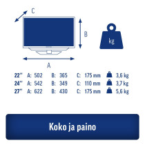 alphatronics 24" SLA-Linie+ I SLA24DW Smart LED-TV 12V - DVD soittimella