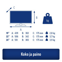 alphatronics K Linie K-22 W 22" Smart LED-TV, 12V