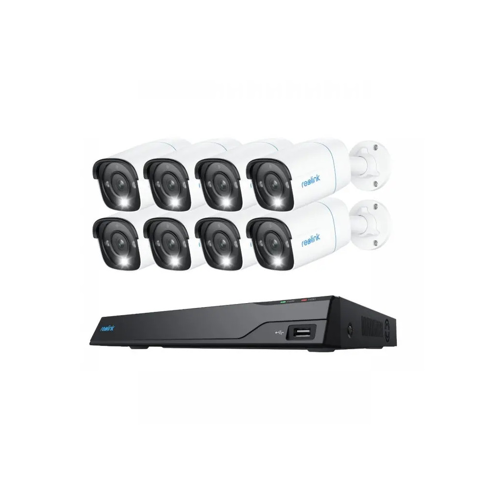 Reolink NVS16-8MB8 4K PoE -valvontajärjestelmä, 8 P330-kameralla ja 16-kanavaisella NVR-tallentimella 4 TB kovalevyllä