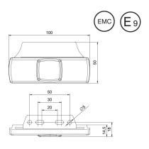 Fristom FT-017 K LED -sivuvalo muovikiinnikkeellä, 12-36V
