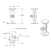 RAM Mounts kiinnitysvarsisarja pyöreällä pohjalla 94 mm, B-sarja