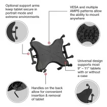 RAM Mounts X-Grip -tablettiteline kahdella imukupilla, 9-11"