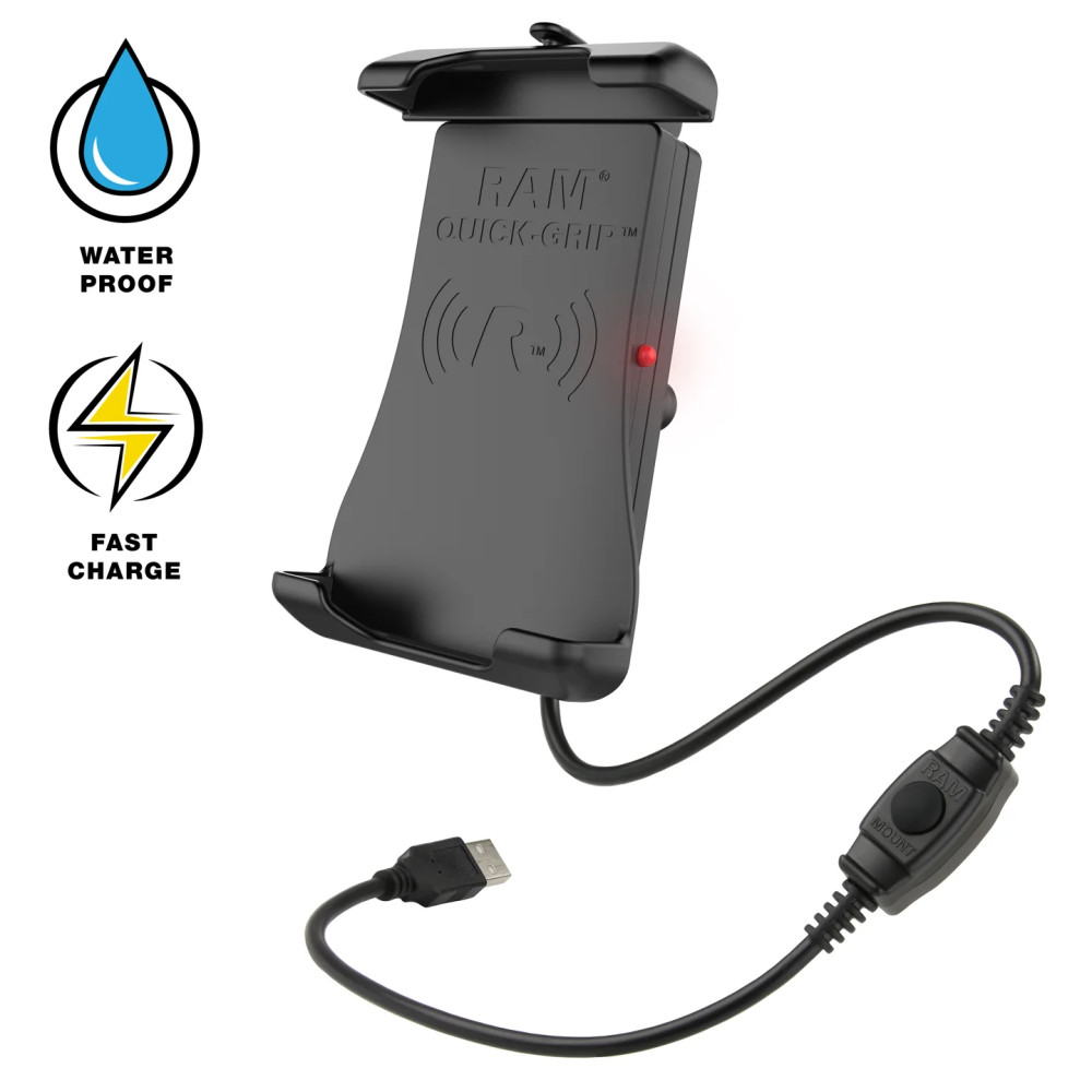 RAM Mounts Quick-Grip -puhelinpidike langattomalla laturilla 15W, B-sarja RAM Mounts Quick-Grip -puhelinpidike langattomalla laturilla 15W, B-sarja