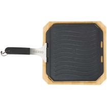 Cozze® Cast Iron Pan -kaksipuoleinen valurautapannu bambualustalla, 330x330 mm
