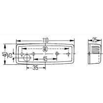 Hella äärivalon varalasi, 110x40 mm