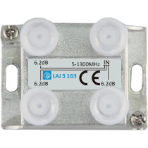 Laatuantenni 3-jaotin 6.2dB 5-1300MHz Docsis 3.1