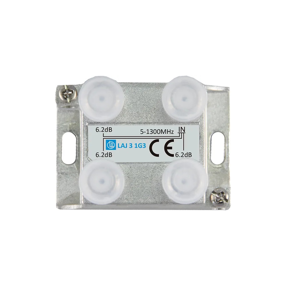 Laatuantenni 3-jaotin 6.2dB 5-1300MHz Docsis 3.1 Laatuantenni 3-jaotin 6.2dB 5-1300MHz Docsis 3.1