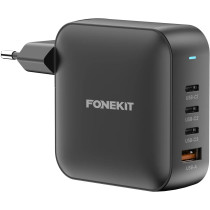 FoneKit GaN PD 165W -verkkovirtalaturi, USB-A + 3 x USB-C, musta