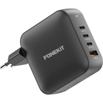 FoneKit GaN PD 165W -verkkovirtalaturi, USB-A + 3 x USB-C, musta