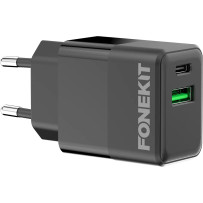 FoneKit Double 20W -laturi, USB-C + USB-A