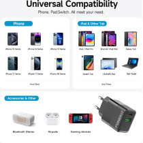 FoneKit Double 20W -laturi, USB-C + USB-A