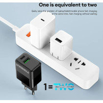 FoneKit Double 20W -laturi, USB-C + USB-A