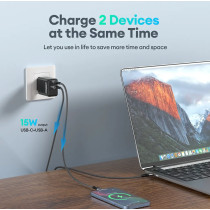 FoneKit Double 20W -laturi, USB-C + USB-A