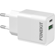 FoneKit Double 20W -laturi, USB-C + USB-A