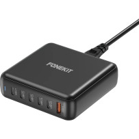 FoneKit GaN PD 200W -verkkovirtalaturi, USB-A + 5 x USB-C, musta