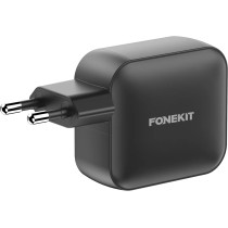 FoneKit GaN PD 100W -verkkovirtalaturi, USB-C + USB-C + USB-A, musta