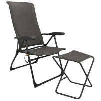 Camptime retkituoli jalkatuella – 5-asentoinen säädettävä lepotuoli erillisellä jalkatuella ja selkätaskulla