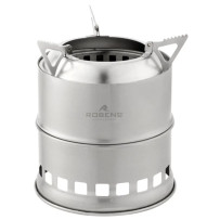 Robens Lumberjack -puuhella, kompakti ja kevyt keitin ulkokäyttöön, valmistettu ruostumattomasta teräksestä