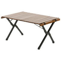 Travellife Iver Lounge Walnut -sohvapöytä (90 cm), ruskea puukansi ja musta alumiinirunko ulkokäytössä