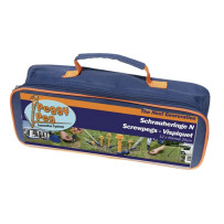 Sininen ja oranssi Peggy Peg -säilytyslaukku ruuvikiilojen säilytykseen