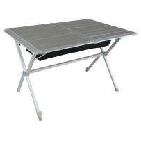 Berger Nera -rullattava alumiinipöytä verkkohyllyllä ja kantokassilla