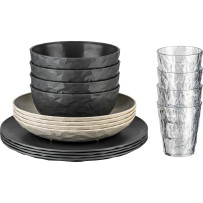 Koziol Exklusiv Göteborg -astiasto, 16-osainen, värikäs facet-design, kestävä termoplastinen materiaali