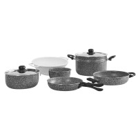 Berger Stone Rock -kattilasetti, 10-osainen, graniittikuosinen retkikeittoastiasto