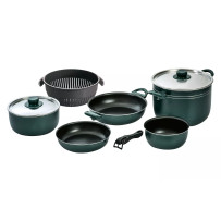 Beaver Brand Selva 10-osainen keittoastiasto vihreä/musta, tarttumattomalla pinnoitteella ja kuljetushihnalla