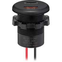 Wentronic kaksiosainen uppoasennettava USB-laturi (USB-A ja USB-C), pikalataus, 12/24 V