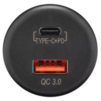 Wentronic kaksiosainen uppoasennettava USB-A ja USB-C -laturi, 12/24 V, pikalataus, 18 W