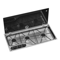Dometic CVH1700G kolmen polttimen kaasuliesi matkailuautoon, Soft-Close-lasi­kannella ja automaattisella sytytyksellä.