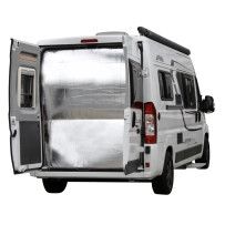 Hindermann lämpöverho Fiat Ducato H2 -takaoviin, 1-osainen harmaa eristeverho painonappikiinnityksellä.