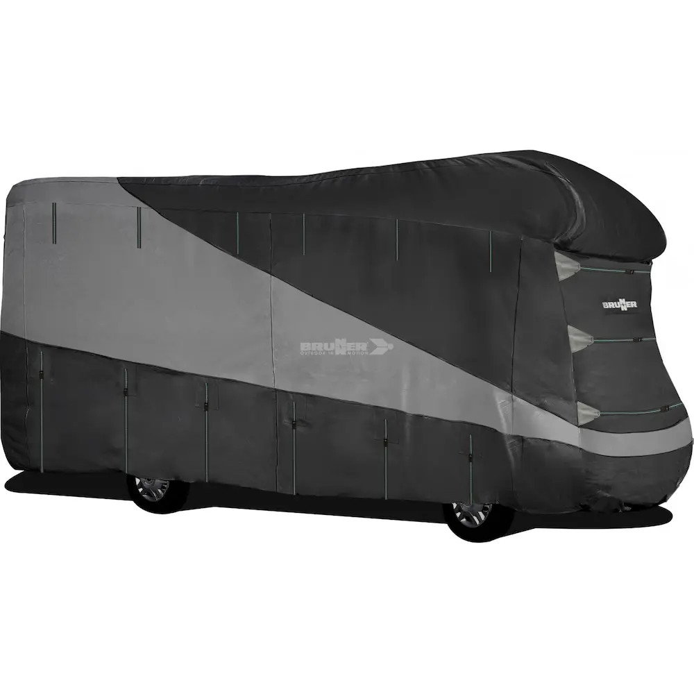 Brunner Camper Cover Design 12M -matkailuauton suojapeite, harmaa, hengittävä ja UV-suojattu.