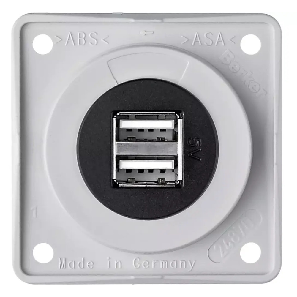 Berker USB-A pistorasia 2-osainen, 12V
