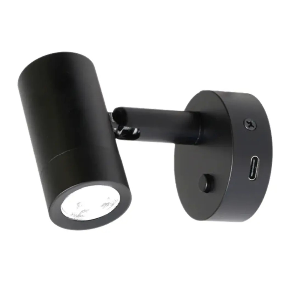 Frilight Mini Tube D4 pinta-asennettava LED-spotti USB-C-liitännällä musta