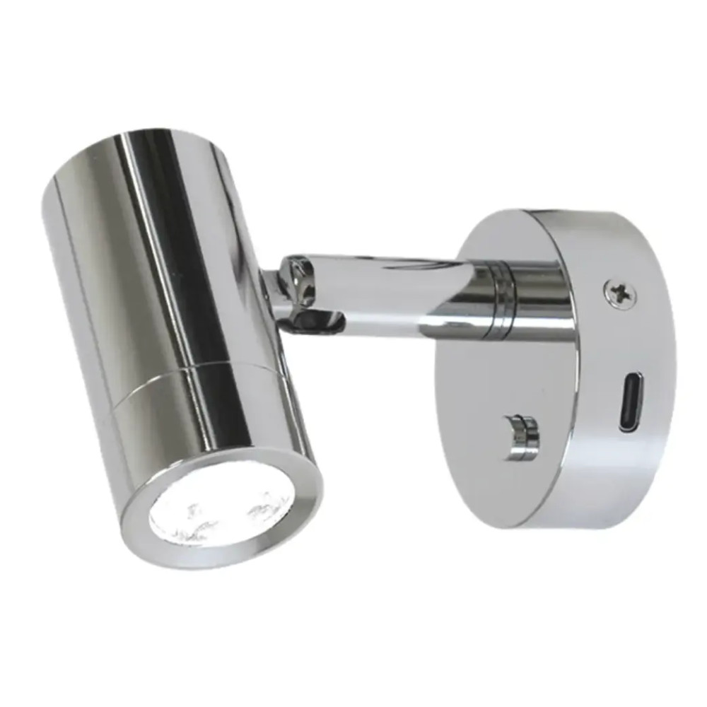 Frilight Mini Tube D4 pinta-asennettava LED-spotti USB-C-liitännällä kromattu
