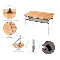 KingCamp Bamboo Table L Plus -kokoontaittuva retkipöytä