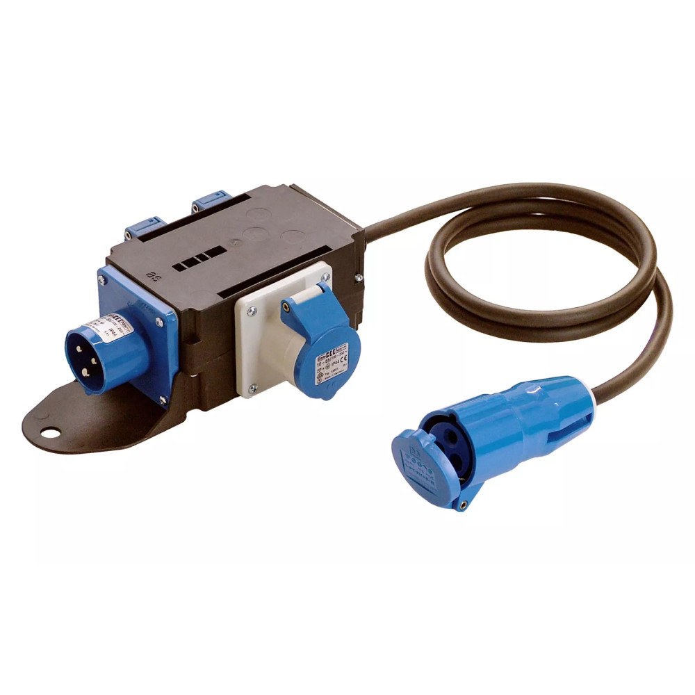 as-Schwabe MIXO SAALE CEE–Schuko-virranjakaja 16A 230V powerlight-jännitenäytöllä